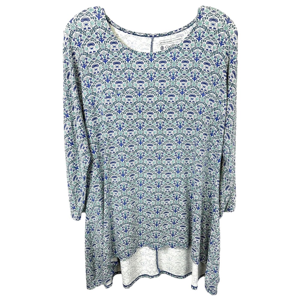 Coolibar Medium Top UPF 50+ Sun Protection Blue Floral Ditsy Summer Vacay 732